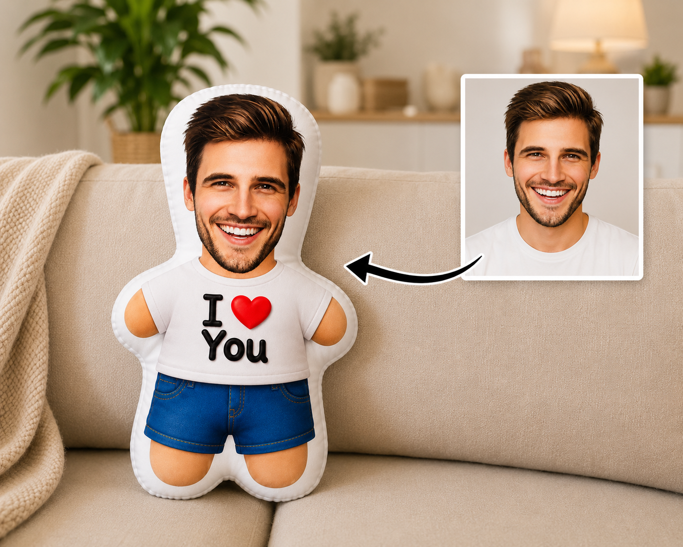 I Love You Custom Photo Pillow