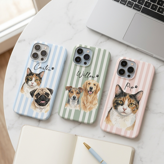 Custom Pet Striped Phone Case Using Pet Photo