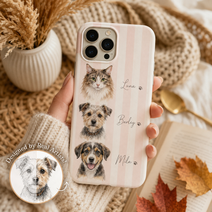 Custom Pet Striped Phone Case Using Pet Photo