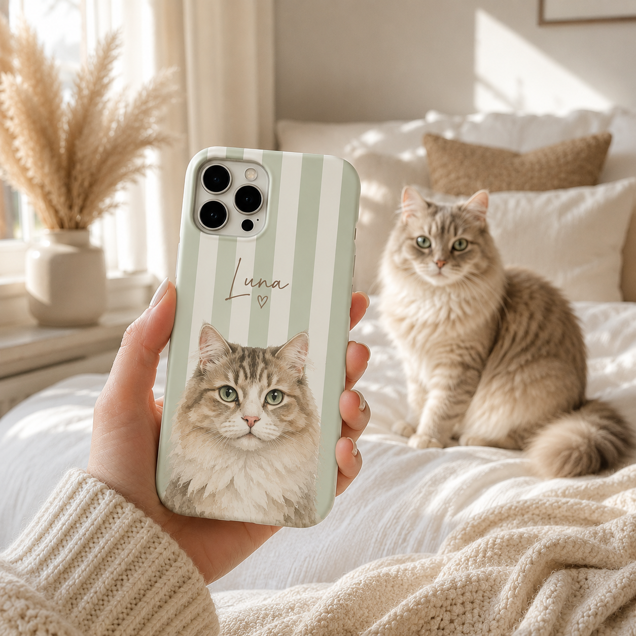 Custom Pet Striped Phone Case Using Pet Photo