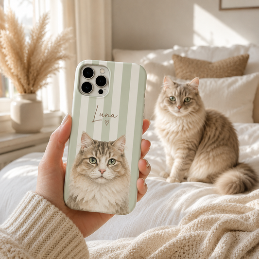 Custom Pet Striped Phone Case Using Pet Photo