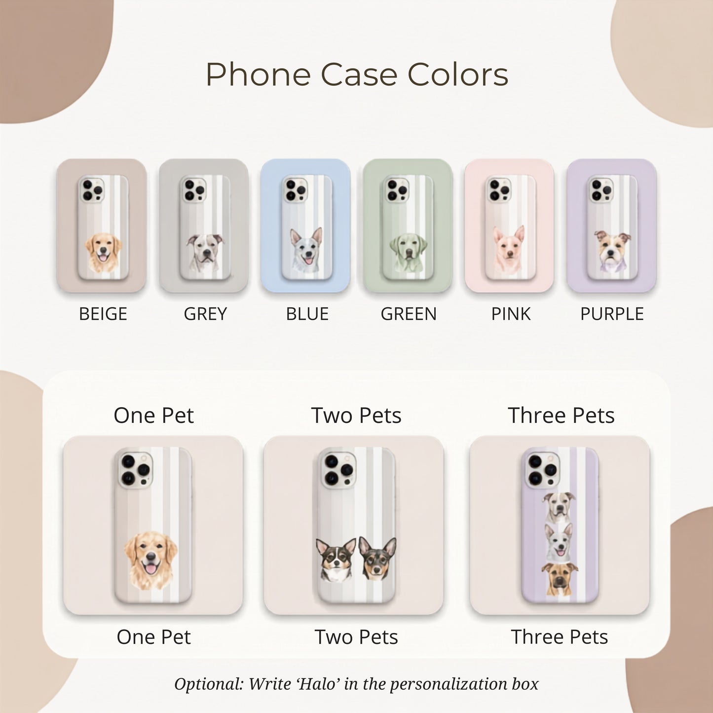 Custom Pet Striped Phone Case Using Pet Photo