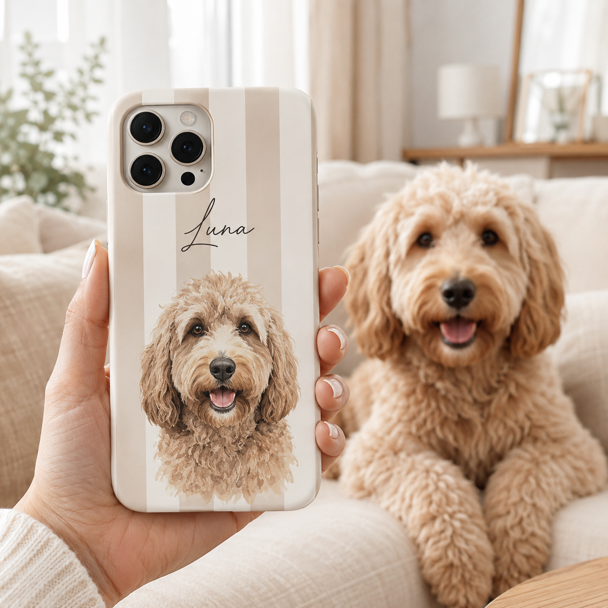Custom Pet Striped Phone Case Using Pet Photo