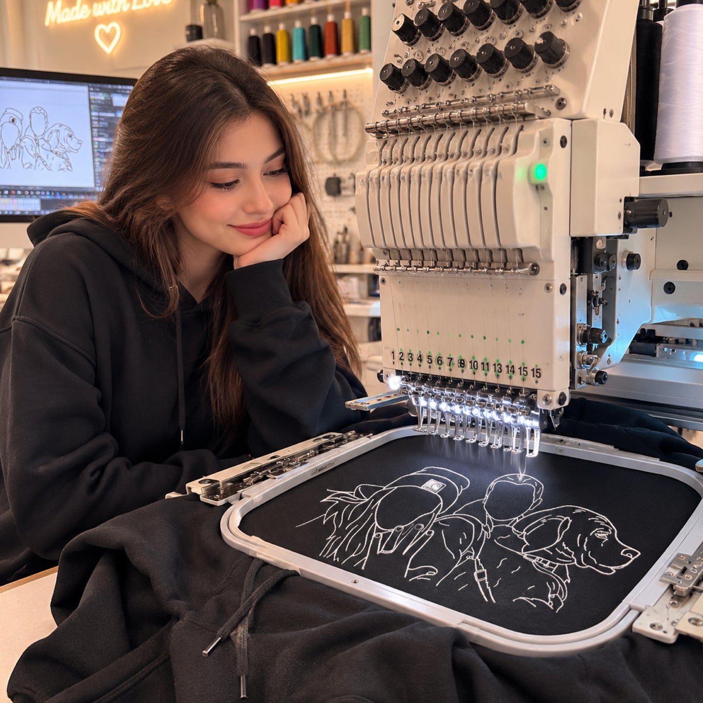 Mama Customs Embroidered Photo Hoodie